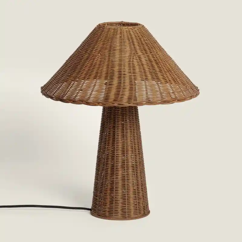 Lampe a poser abat-jour rotin 47cm culot e27
