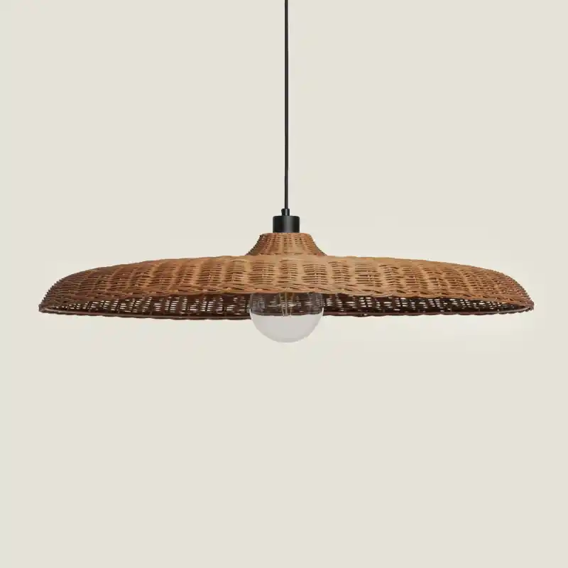 Suspension luminaire rotin 80cm suspendu culot e27
