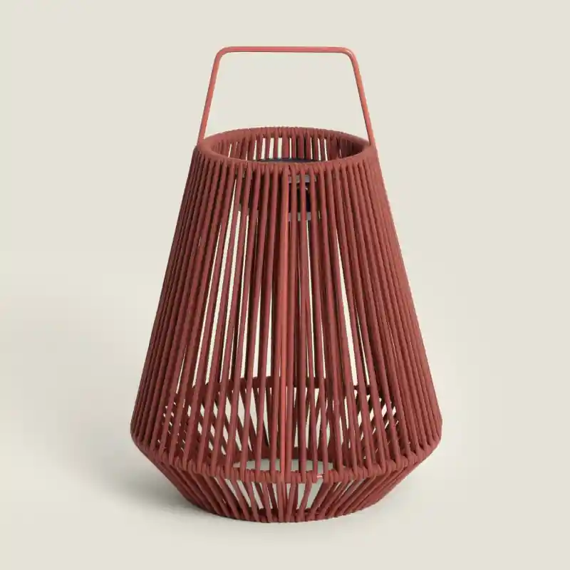 Lampe a poser solaire led style paillotes rouge