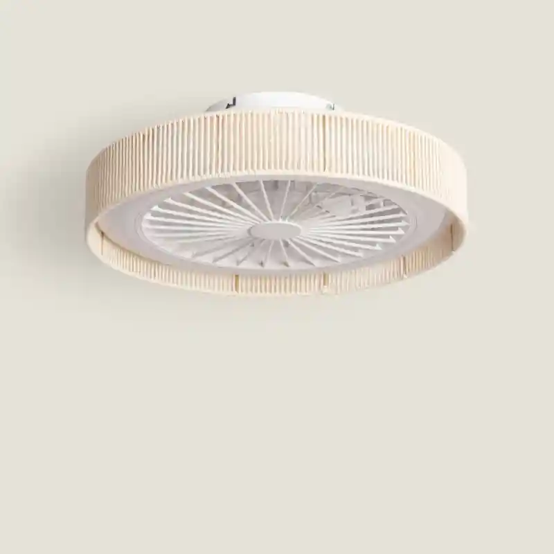 Plafonnier ventilateur led 15w cct beige coton diamètre 50cm