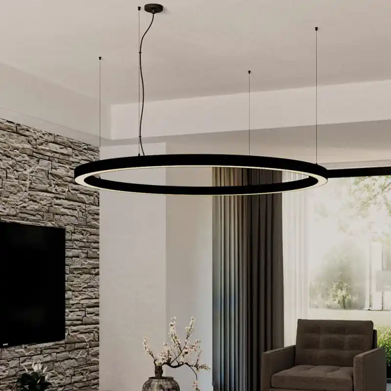 Suspension cercle noir profilé led 60cm 28w -3400lm-dimmable dali