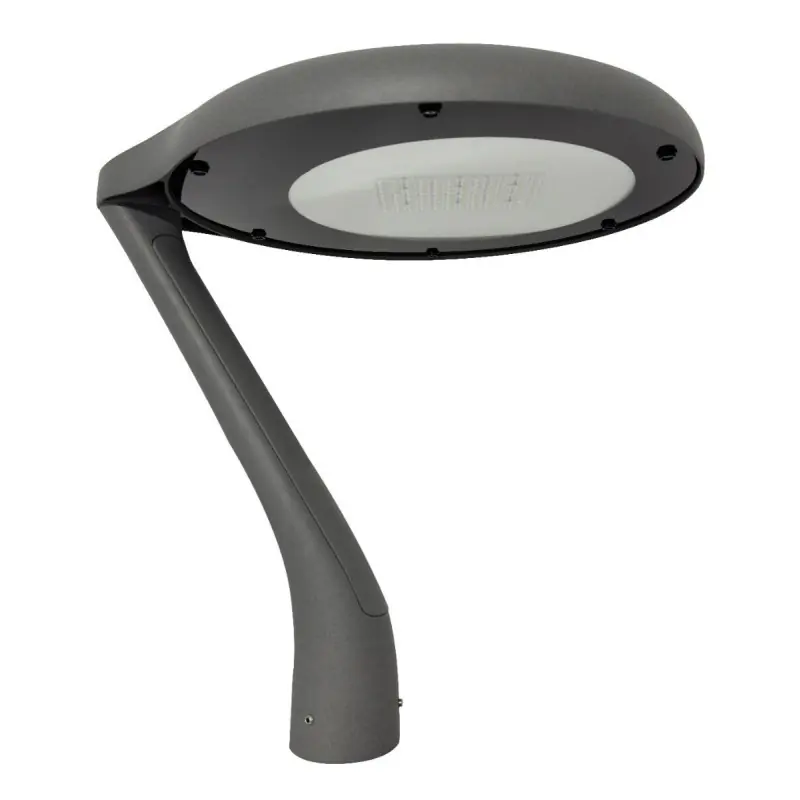 Lampadaire éclairage public 55w led gris anthracite ip66-220v-9250 lumens-3000k montage mat 76mm