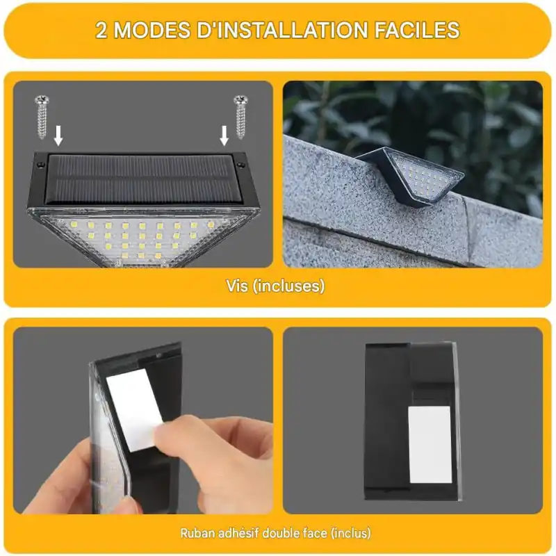 Éclairage solaire d‘escalier LED extérieur 2 Balisages marche jardin IP65 automatique