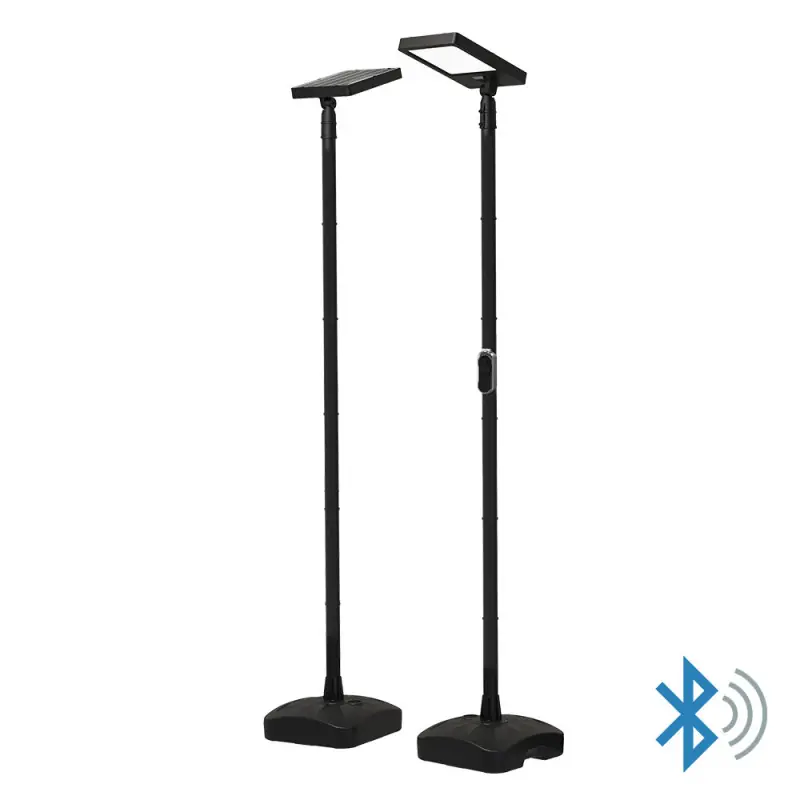 Lampadaire LED Solaire bluetooth 250cm 3CCT 2800Lm Capteur PIR + Télécommande IP65