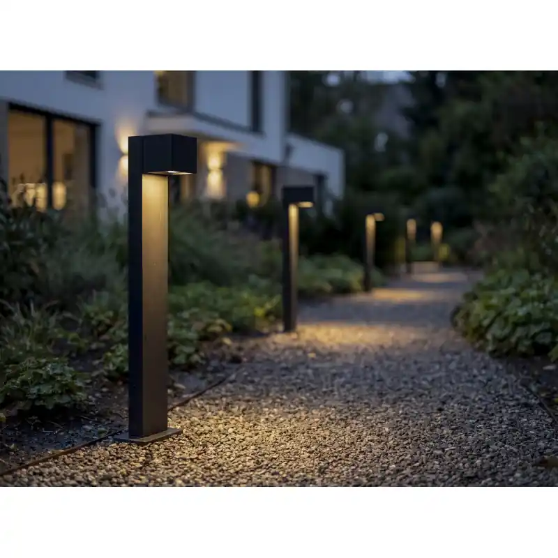 Borne solaire led cct 50cm a fixer détecteur de mouvement 3w clapet ajustable gris