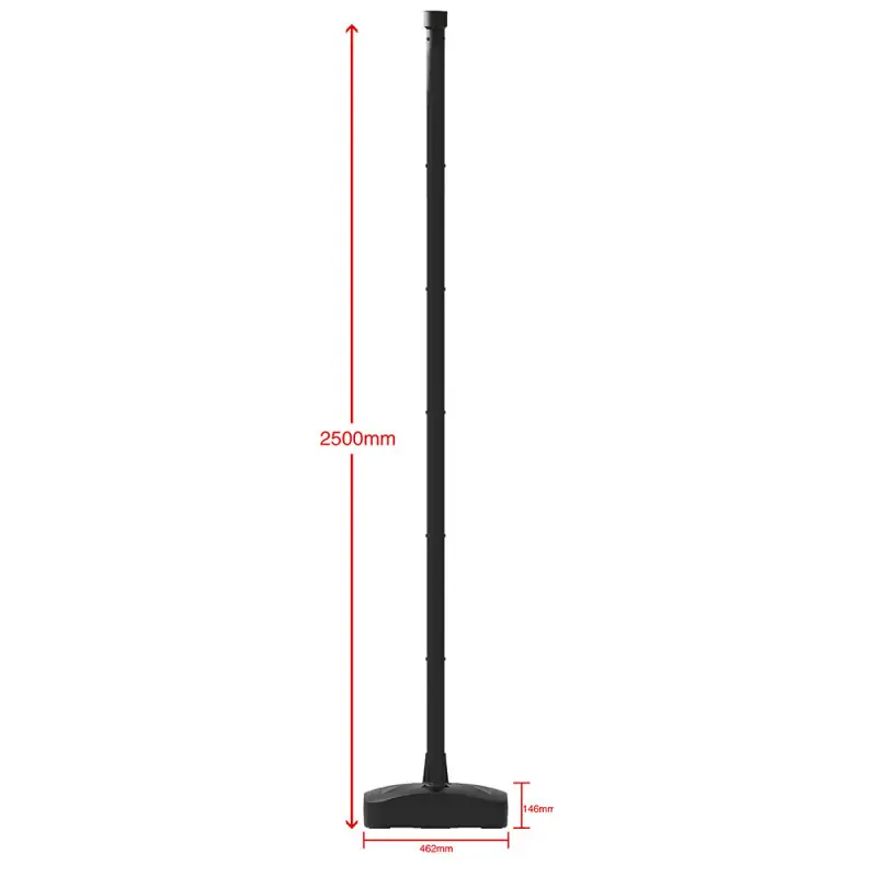 Mât poteau pour tête de mât LED avec socle réservoir à eau lestable – Installation sans outils