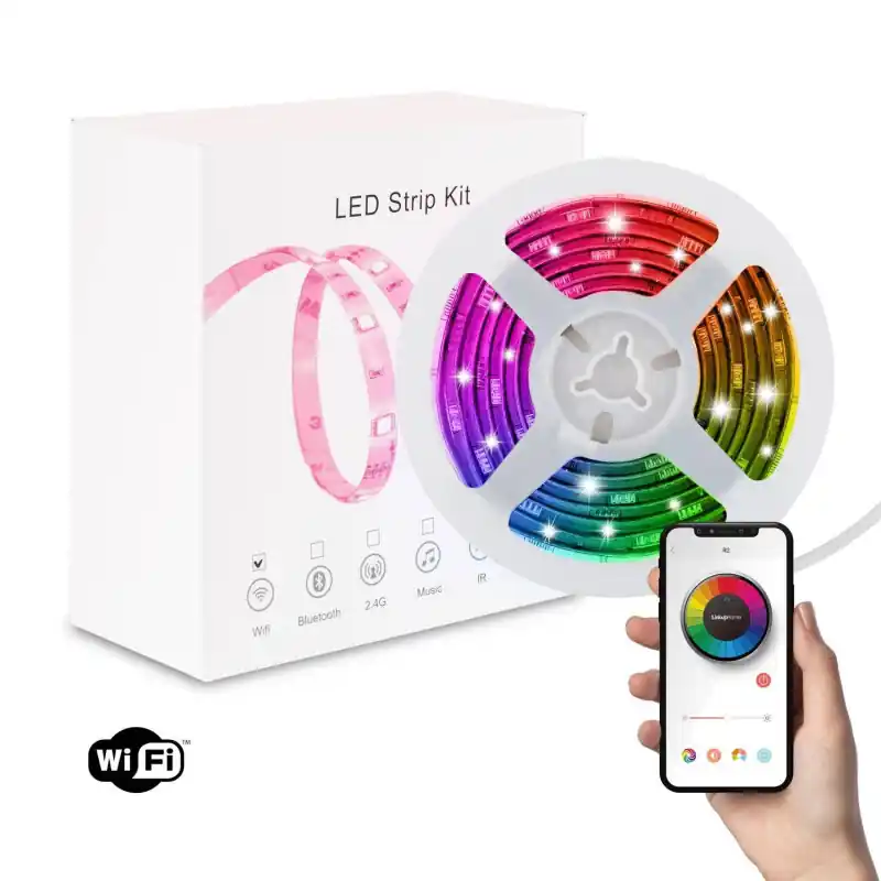 Kit Ruban led 5m wifi 12v rgb+w ip65 pret a l‘emploi