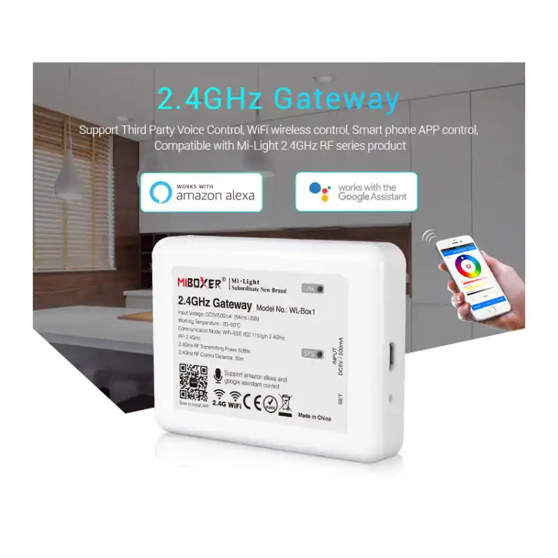 Contrôleur boitier wifi pour ampoule spot led rgbw réseau MiBoxer
