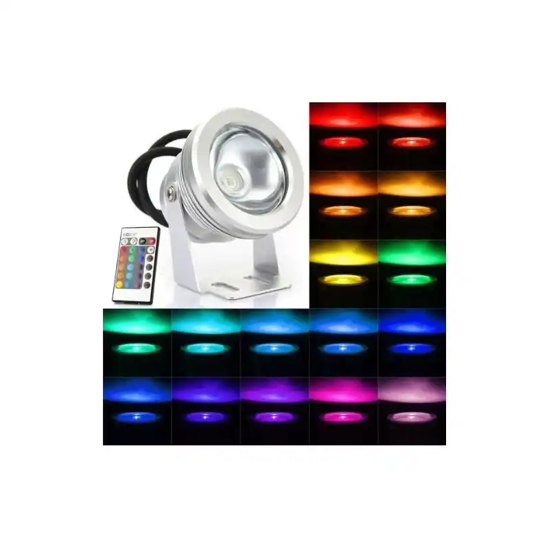 Projecteur spot rgb couleur LED exterieur Lumiere Eclairage Lampe Ampoule 12v IP67 + telecommande
