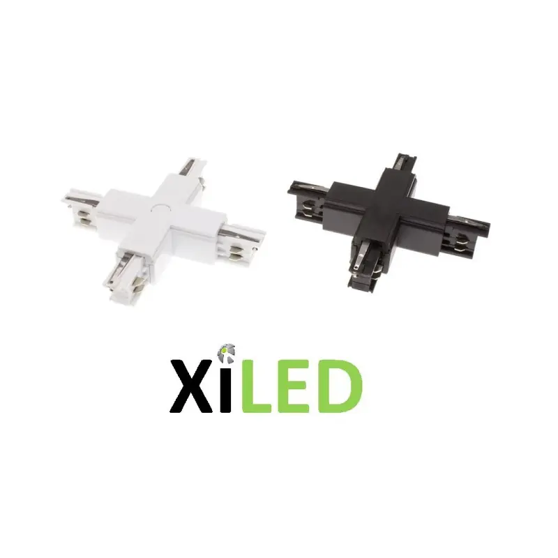 xiled-accessoire connecteur en croix pour rail 3 allumages x led-blanc ou noir