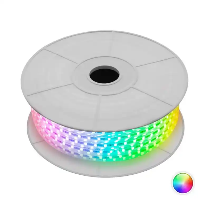 Rouleau 50m strip led ruban flexible étanche 220v lumière rvb couleurs rgb