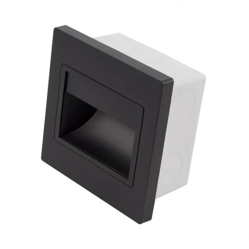 Spot de balisage à 1.5w LED 220v escalier mur encastrable noir