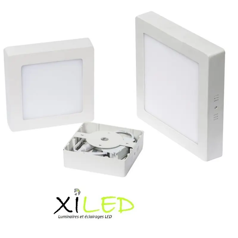 plafonnier carré applique 24w led installation en saillie blanc