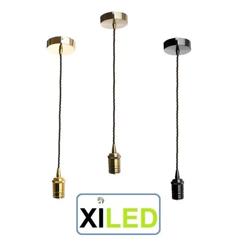 SUSPENSION moderne noire doré ou bronze lustre plafonnier simple culot e27