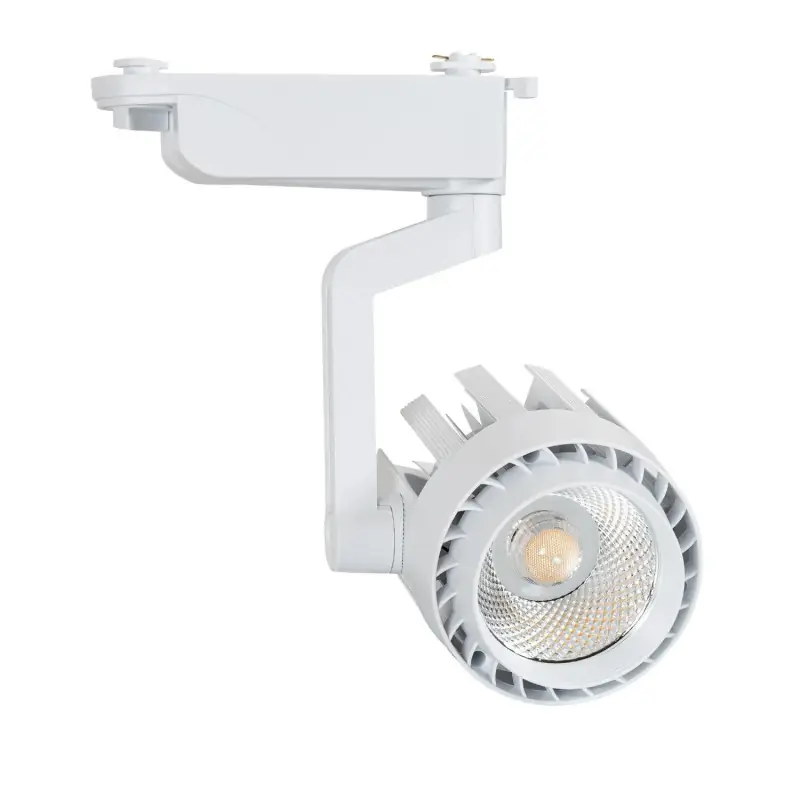 xiled projecteur led 30w-36°-cri 80-2400lm-3000k-4000k-5000k-sur rail 1 allumages aluminium blanc boutiques commerces