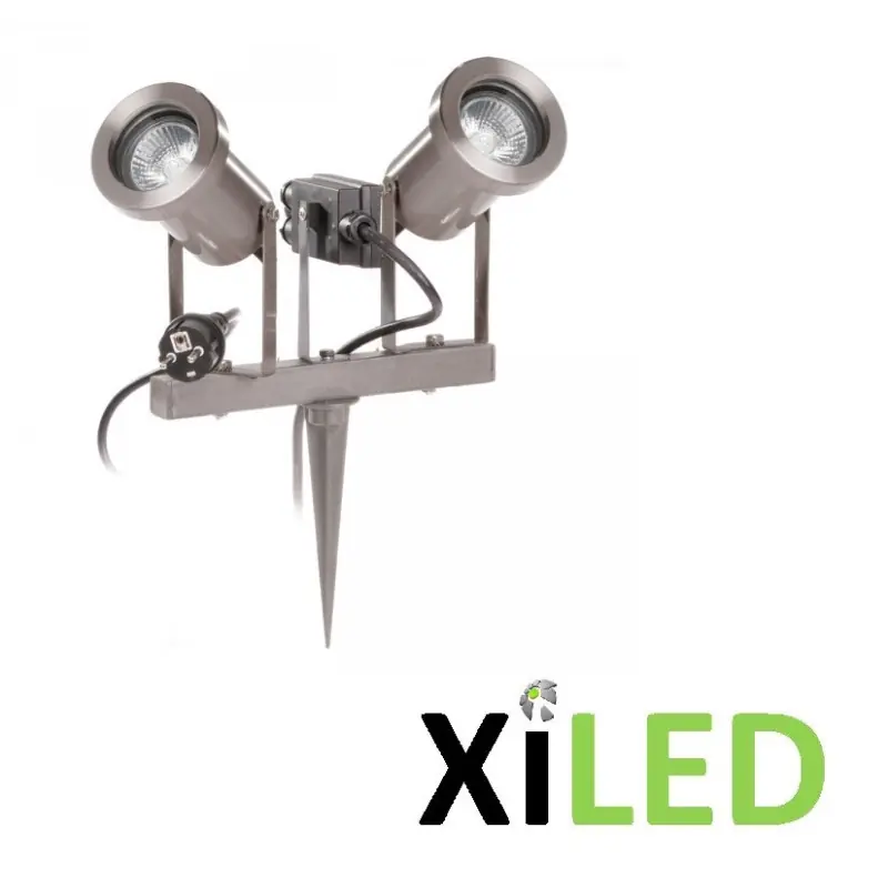 Spot à piquer ou à fixer double tetes orientable aluminium Orientable 230V -gu10 5w led