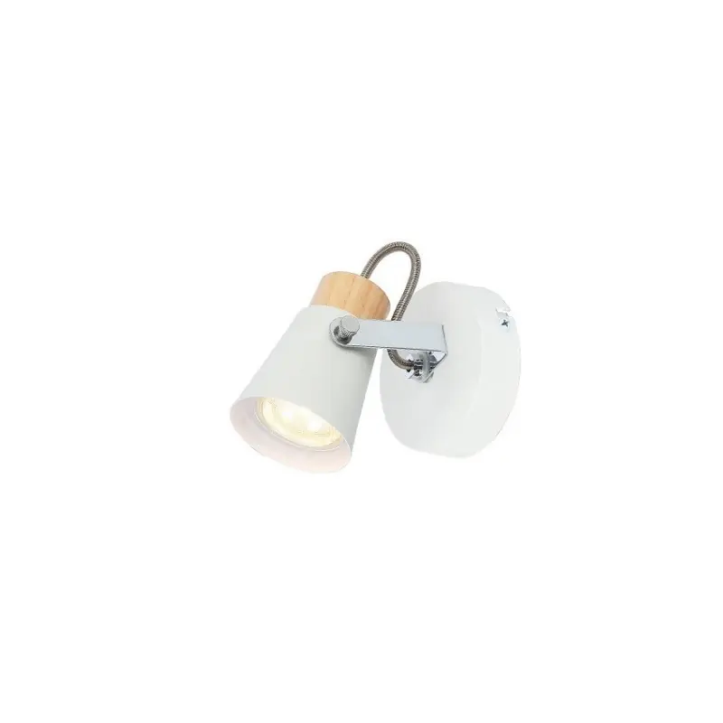 applique éclairage mural ou de plafond spot patere orientable blanc et bois-culot gu10