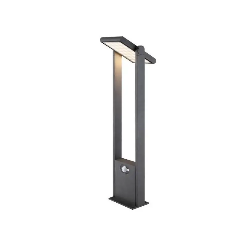 borne led potelet 100cm-noire-tete solaire orientable-detecteur de mouvement-ip54-150lm-4000k