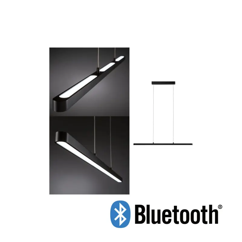 Suspension Lento BLE LED 1x43W TunW Noir 230V Alu/Synthétique