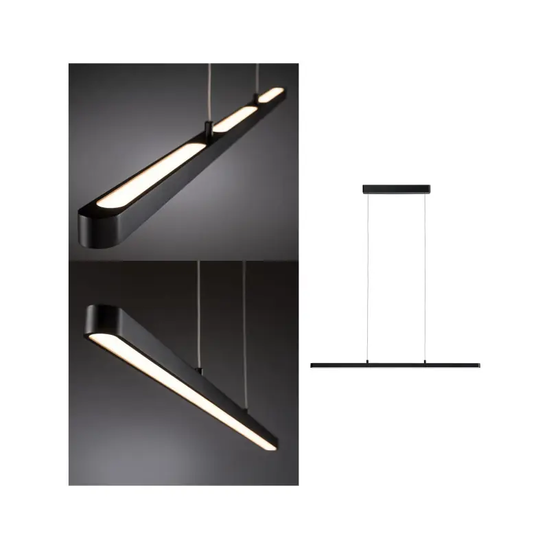 Suspension Lento grad LED 1x42W Noir/ Alu 230V Aluminium/Synthétique
