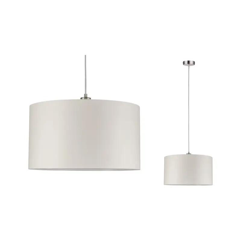 Suspension Tessa max 1x60W E27 Crème Acier brossé 230 V, métal/tissu