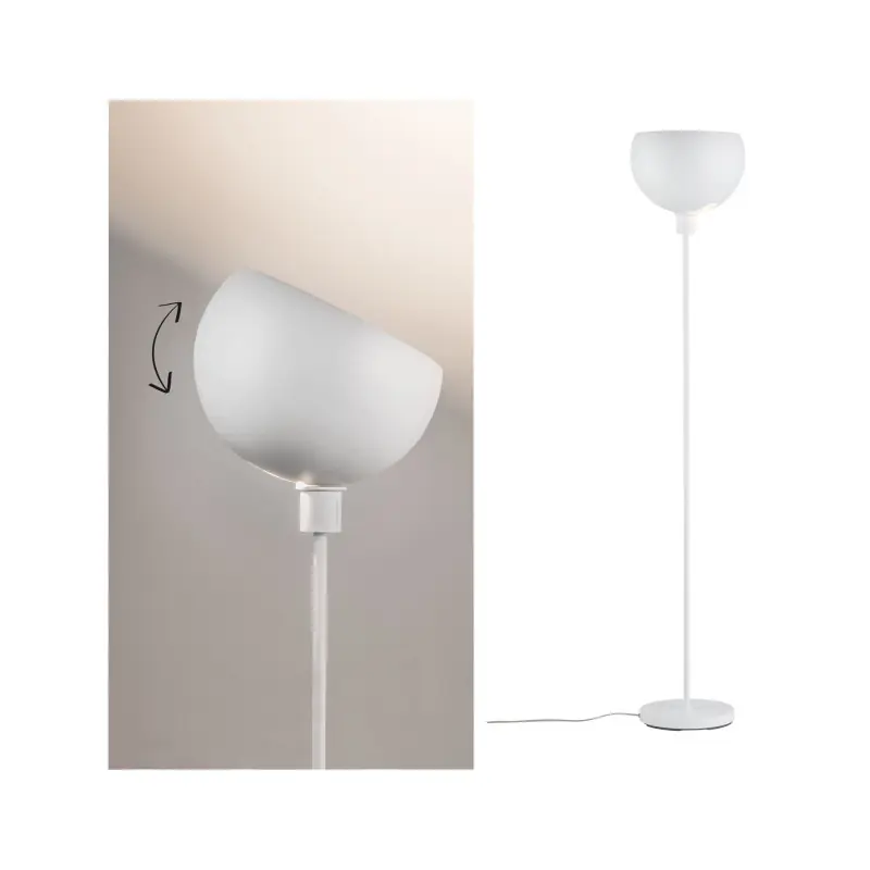 Lampadaire Gambia max.1x60W Blanc dépoli 230V Métal