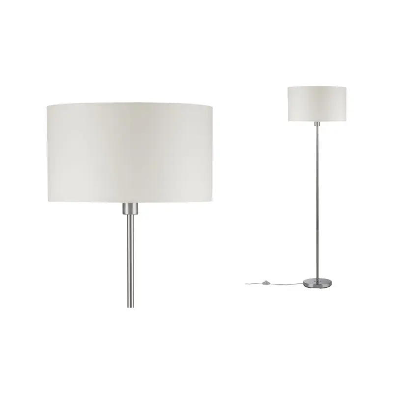 Lampadaire Tessa max 1x60W E27 Crème Acier brossé 230 V, métal/tissu