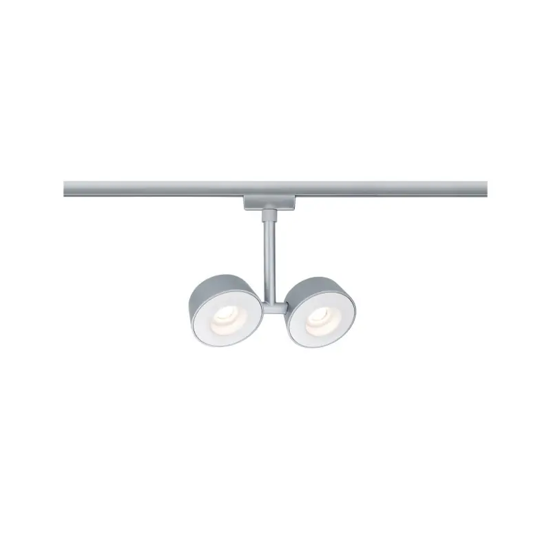 Système URail spot Double Pellet 2x4 W Chr mat/Blanc 230 V Met/Syn gradable