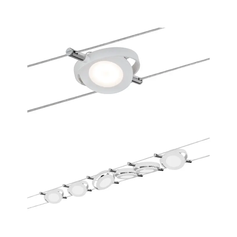 Kit câble DC LED kit RoundMac 6x4W blanc mat 230V/12V DC 30VA métal