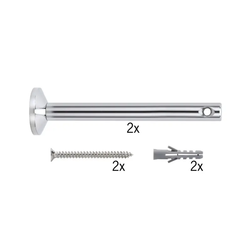 Syst.Câble L&E Renvoi d‘angle/Support tubes à visser 1 paire 165mm Chrome