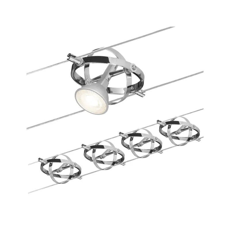 Wire System Cardan max.4x10W GU5,3 Chrome mat/Chrome 230/12V 80VA Métal