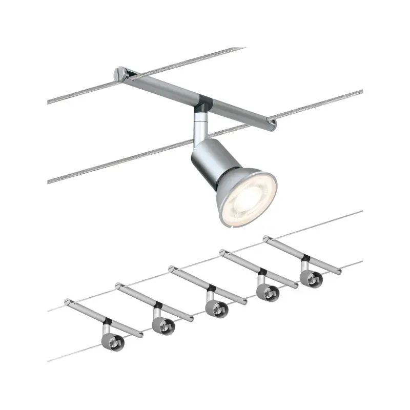 Wire System Spice Salt max. 5x10W GU5,3 Chrome mat 230/12V 80VA Métal