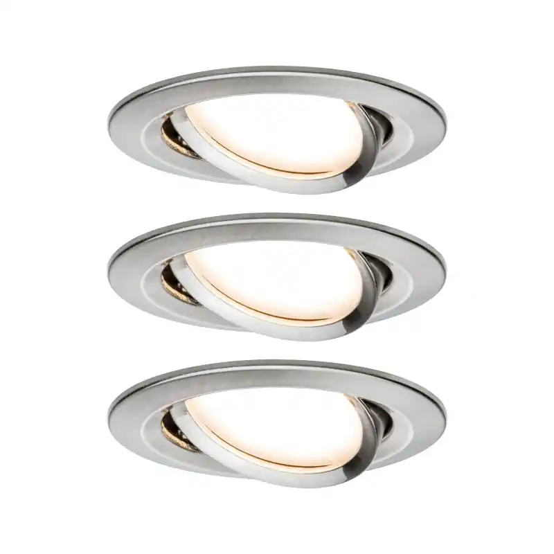 Kit enc Premium Coin Slim grad rd orien LED 3x6,8W 2700K 230V 51mm Acier bro/Alu