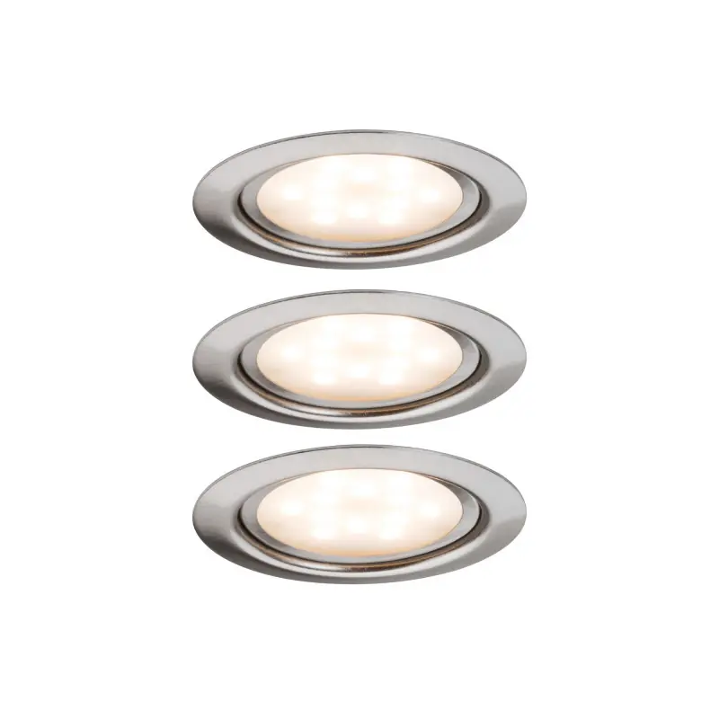 Kit encastrés meuble LED 3x4,5W 6VA 230V/350mA 65mm acier brossé/métal