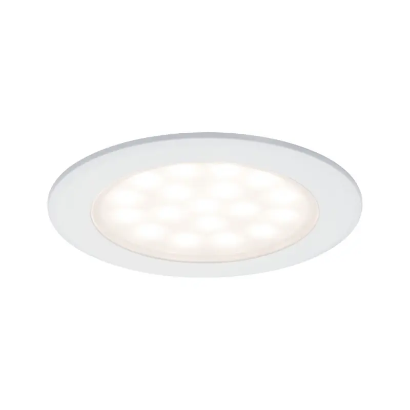 Kit encastrés meubles ronds LED 2x2,5W 6 VA 230/12V 3000 K Blanc dépoli/Alu
