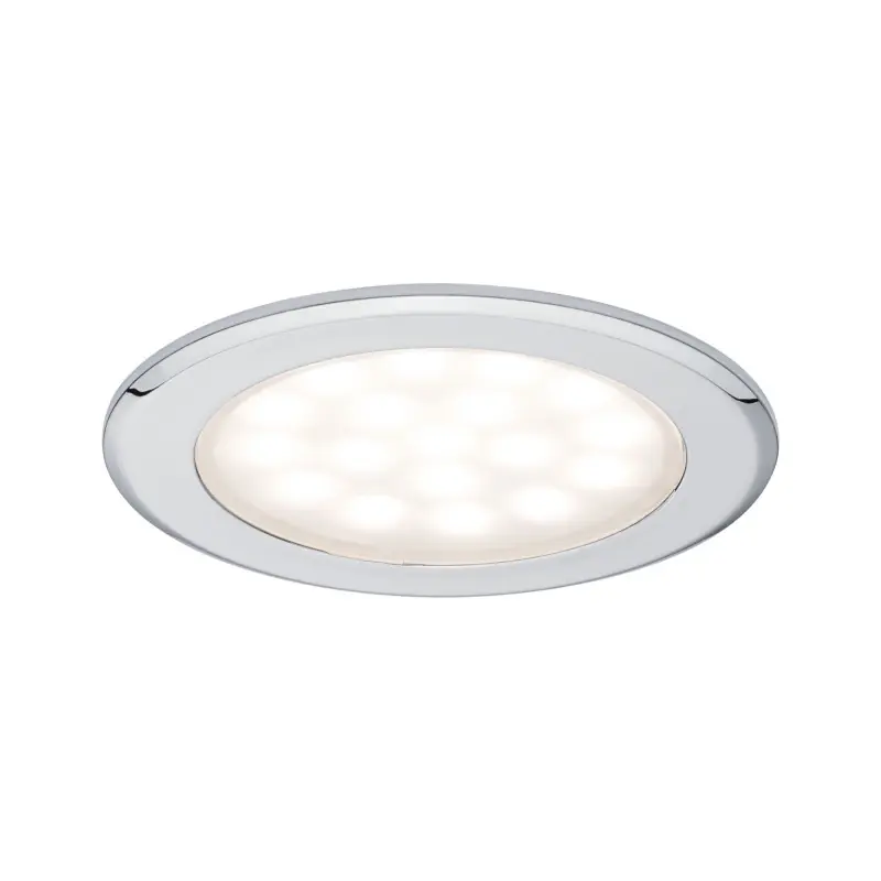 Kit encastrés meubles ronds LED 2x2,5W 6 VA 230/12V 3000 K Chrome/Alu