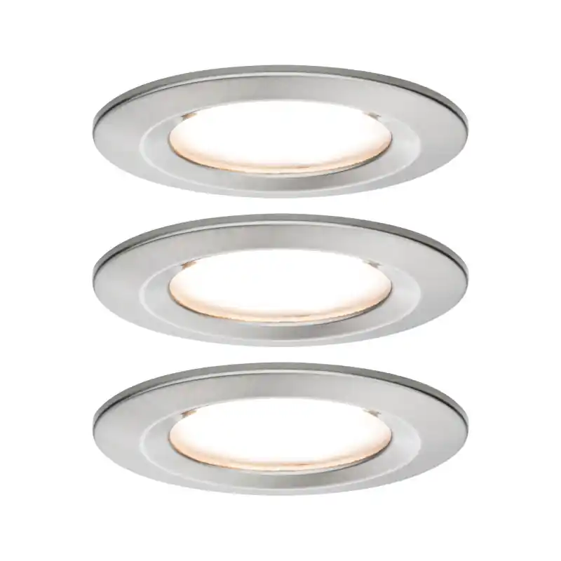 Kit encastrés Premium Coin Slim rond fix e LED 3x6,8W 2700K 230V 51mm Acier b/Alu