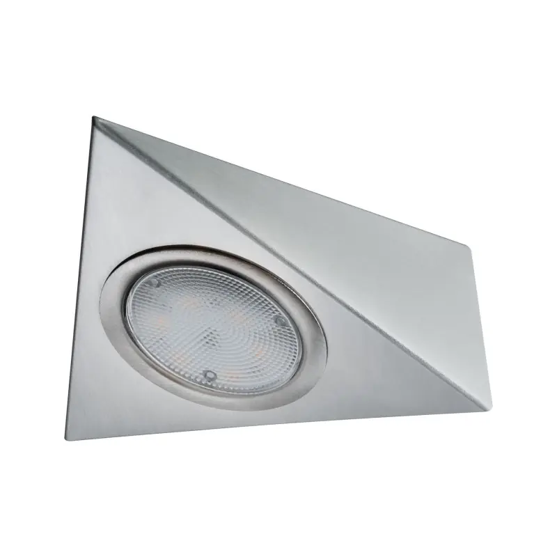Meuble saillie kit triangle LED PIR 3x2, 8W 12V 230/12V acier brossé métal/verre