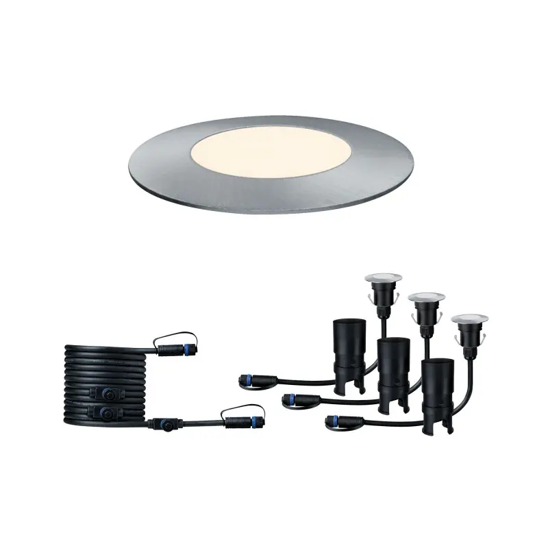 Outdoor Plug & Shine kit encastrés sol IP65 3000K 3x2,5W 24V 55mm Arg inox Plas