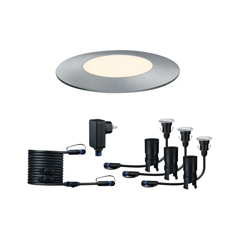 Kit base Floor Mini Plug & Shine ext IP65 3000K 3x2,5W 24V 55mm Arg