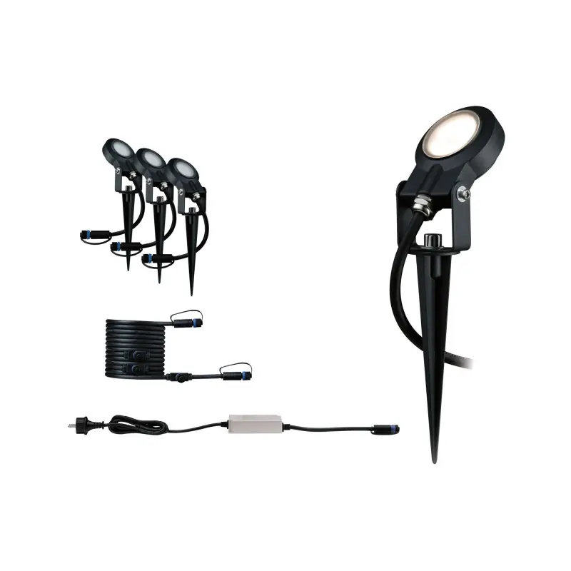 Kit de base spot sting Plug & Shine ext IP67 3000K 3x6W 24V gradable