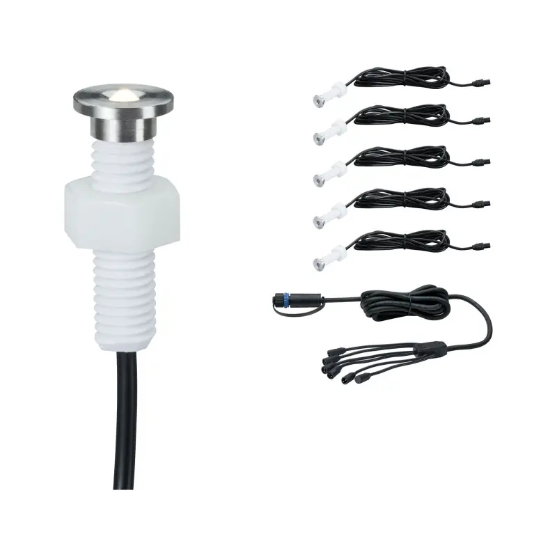 Kit encastr Plug&Shine ext. MicroPenPro 5x0,22W IP67 3000K Acier inoxydable