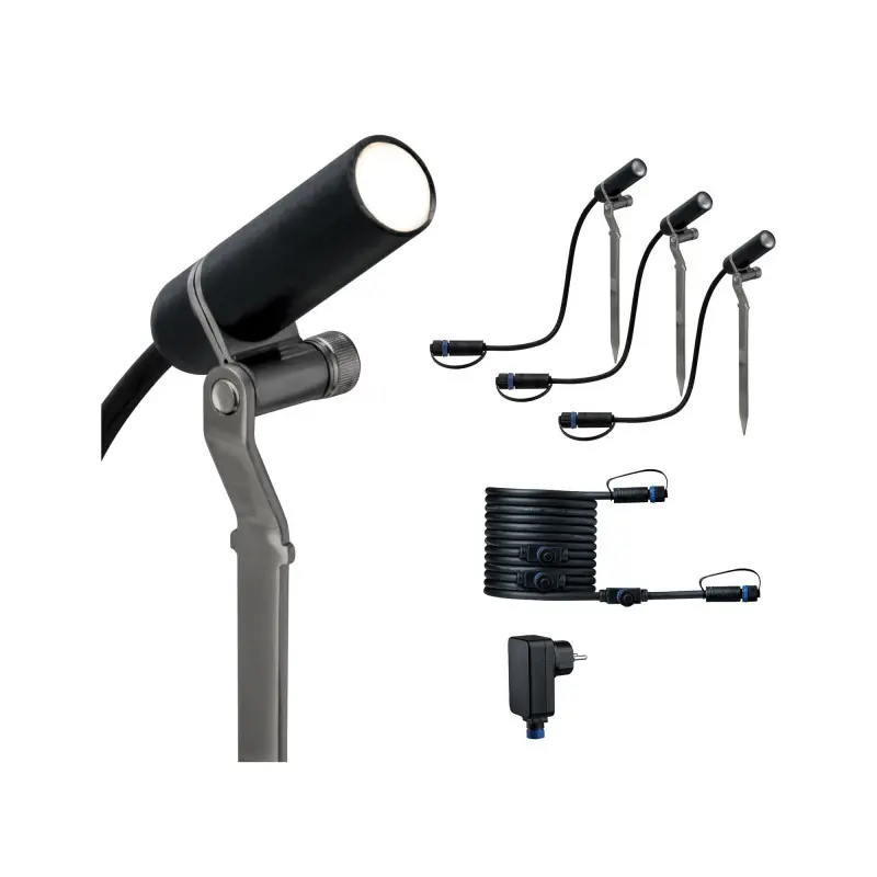 Spot ext. Plug&Shine Plantini Base 3000K 3x2,5W 24V 40° Anthracite Alu