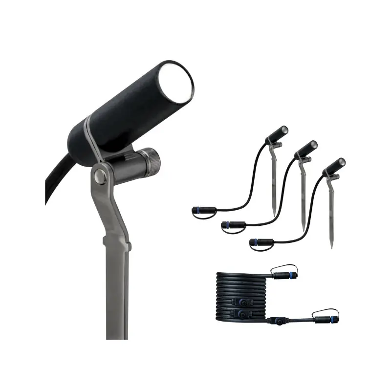 Spot ext. Plug&Shine Plantini Compl. 3000K 3x2,5W 24V 40° Anthracite Alu