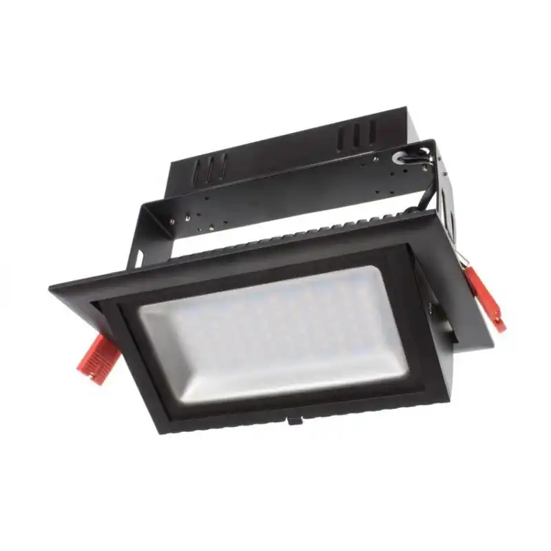 Encastrable 28w led orientable rectangulaire noir type halogène iodure 240x145mm-3300 lumens-300w