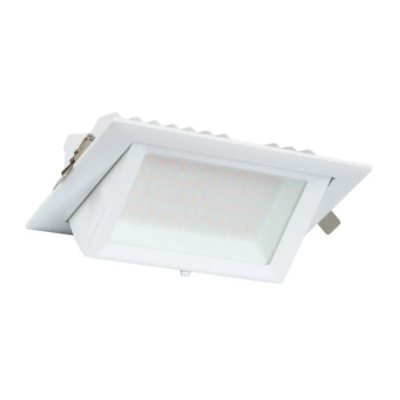 Projecteur led 48w encastrable orientable rectangulaire blanc type halogene iodure 245x152mm-5700 lumens-500w