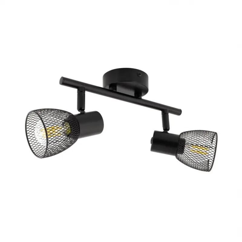 applique plafonnier noir 2 tetes orientable grille cage culot e14