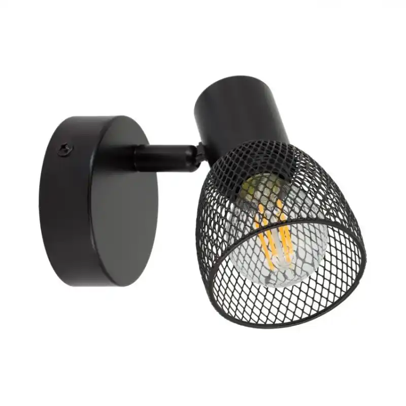 applique plafonnier noir 1 tete patere orientable grille cage culot e14