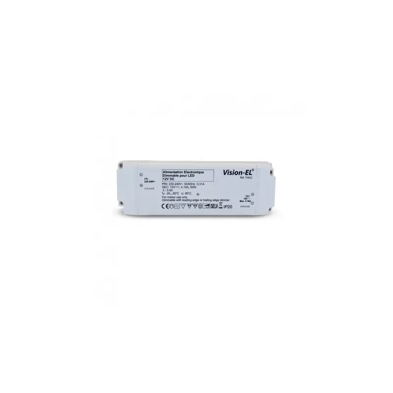 Alimentation 12v 50w dimmable transformateur spécial 220v-12V compatible variateur coupure de phase