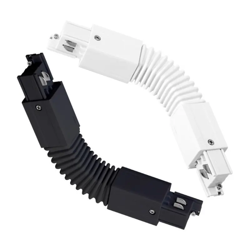 xiled-accessoire coude flexible angle 90° pour rail 3 allumages 220v blanc ou noir